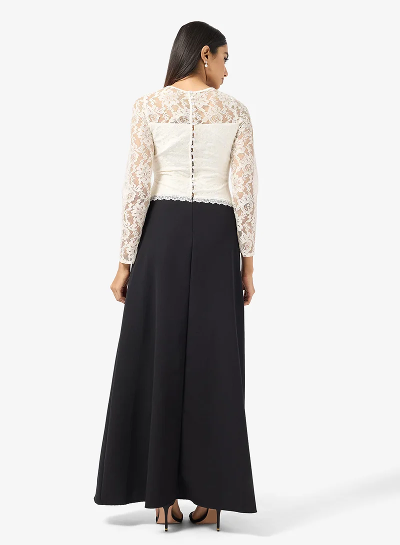 Khizana Colorblock Dress With Lace Bodice